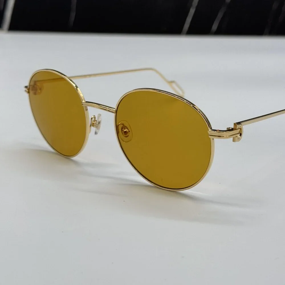 NEW CARTIER CT0249S 004 UNISEX GOLD ROUND SUNGLASSES CARTIER CT0249S - Picture 5 of 11